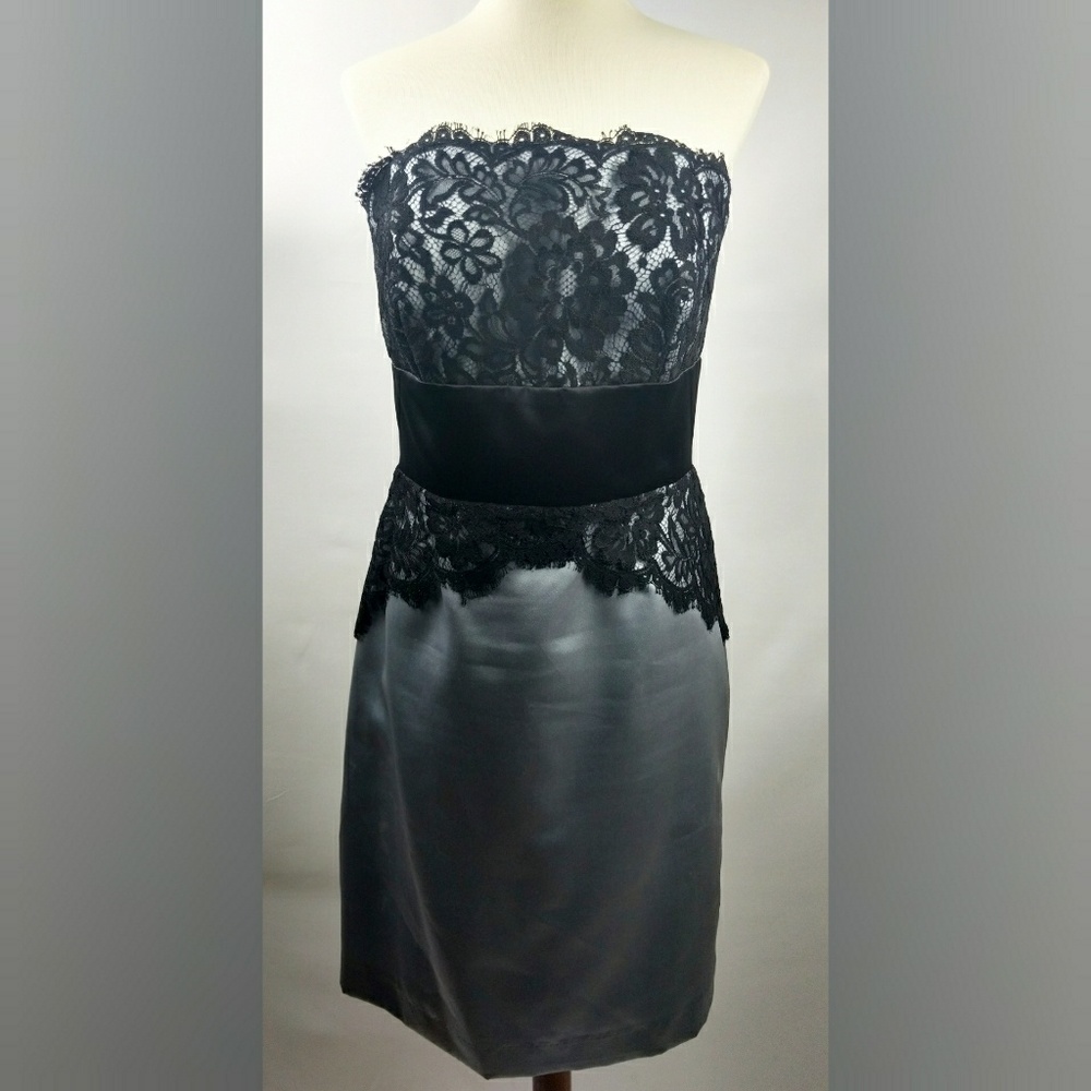 Vivian Diamond Strapless Lace Formal Dress